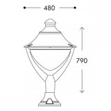 Beppe 400 Black 50W E27 High Power LED Lantern Head with Clear Diffuser