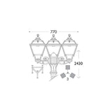 Golia Ricu-Bisso Black Triple Head Lantern with 3x6W LED Bulbs