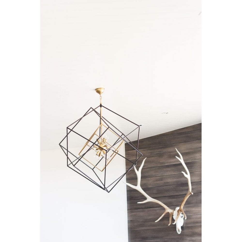 Atomic Elegance Aged Brass Chandelier