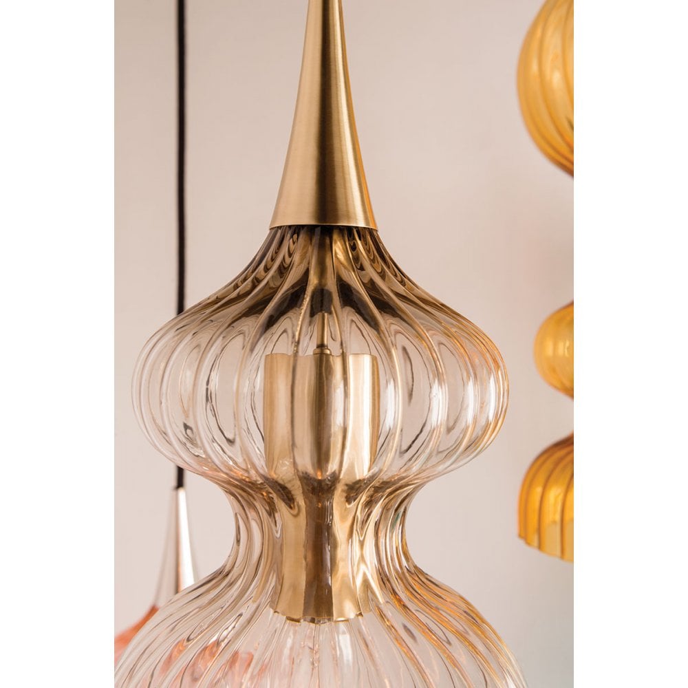 Pomfret Vintage Brass Glass Pendant