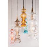 Pomfret Ribbed Glass Pendant in Polished Nickel