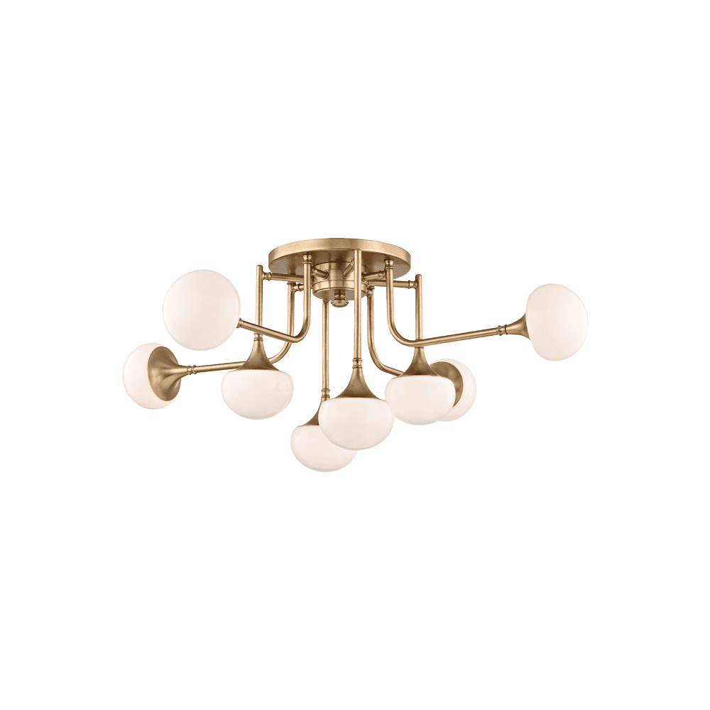 Fleming Modernist Brass Semi Flush Chandelier