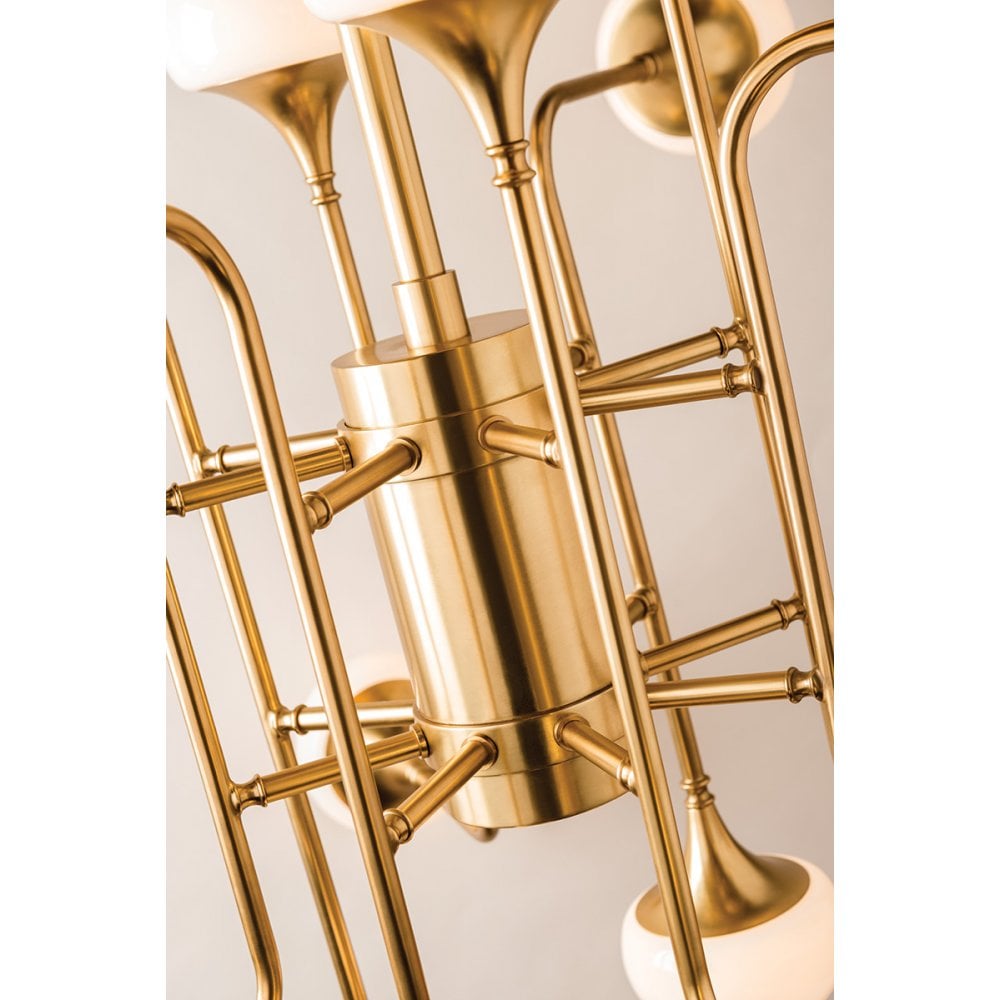 Fleming Modernist Brass Semi Flush Chandelier