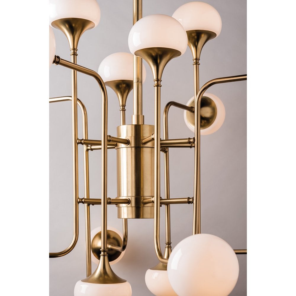Fleming Modernist Brass Semi Flush Chandelier