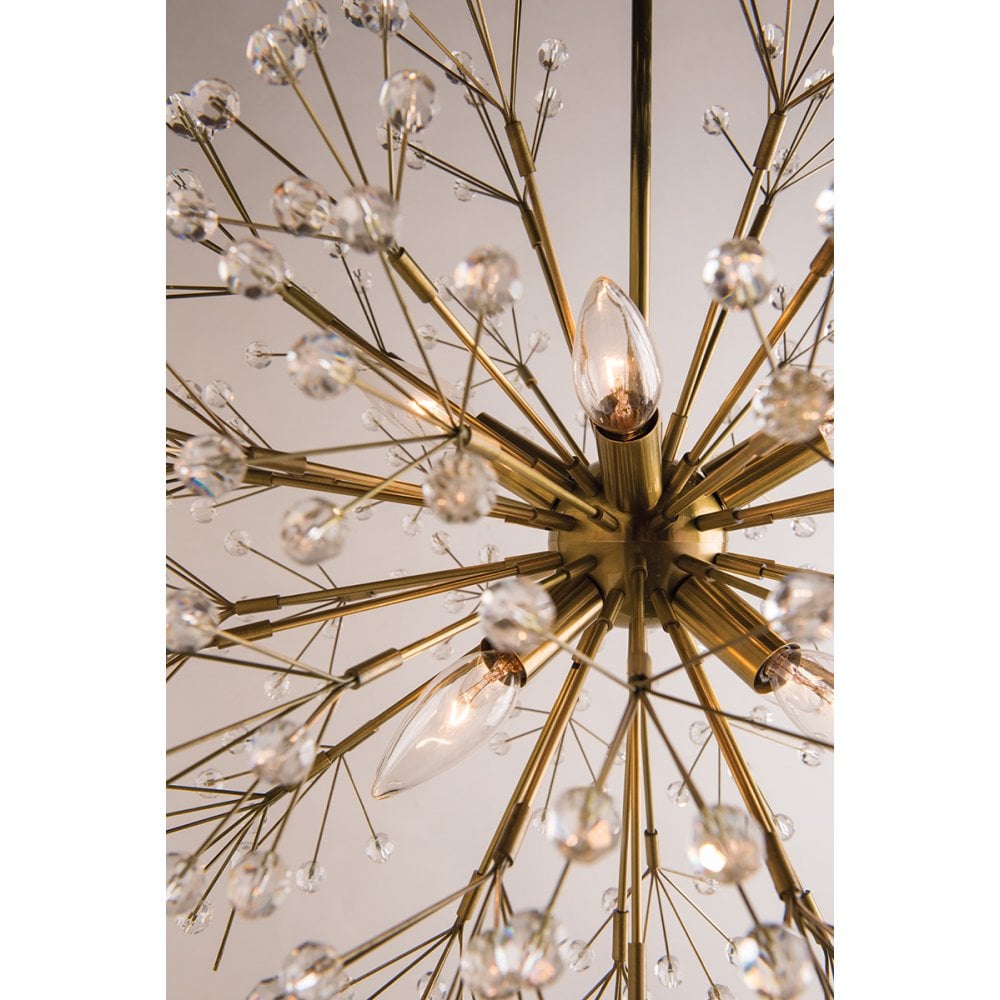 Dunkirk Aged Brass Crystal Burst Flush Mount