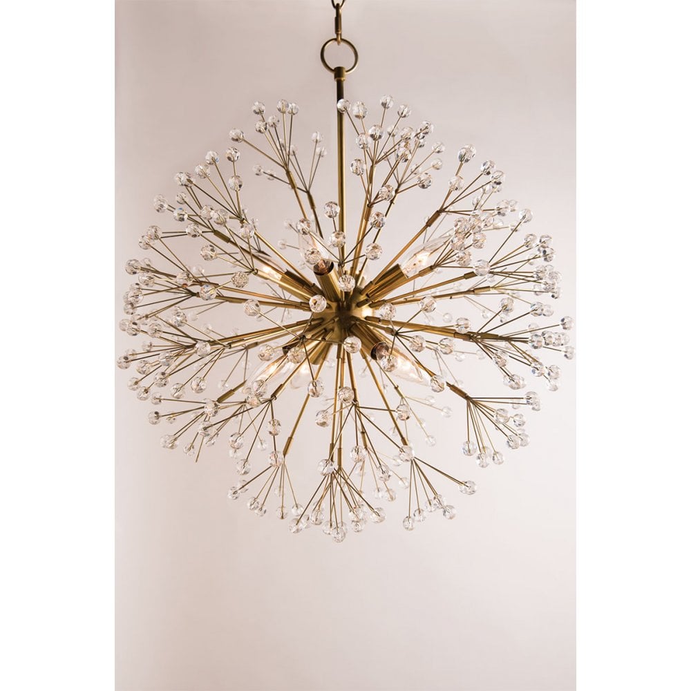 Dunkirk Aged Brass Crystal Burst Flush Mount