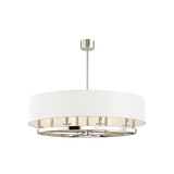 Durham Polished Nickel Linear Chandelier with Linen Drum Shade