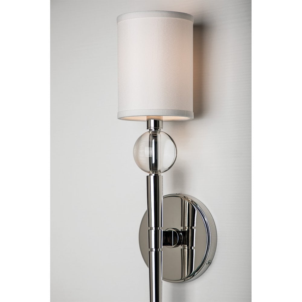 Rockland Luxe Crystal-Orb Wall Sconce in Polished Nickel