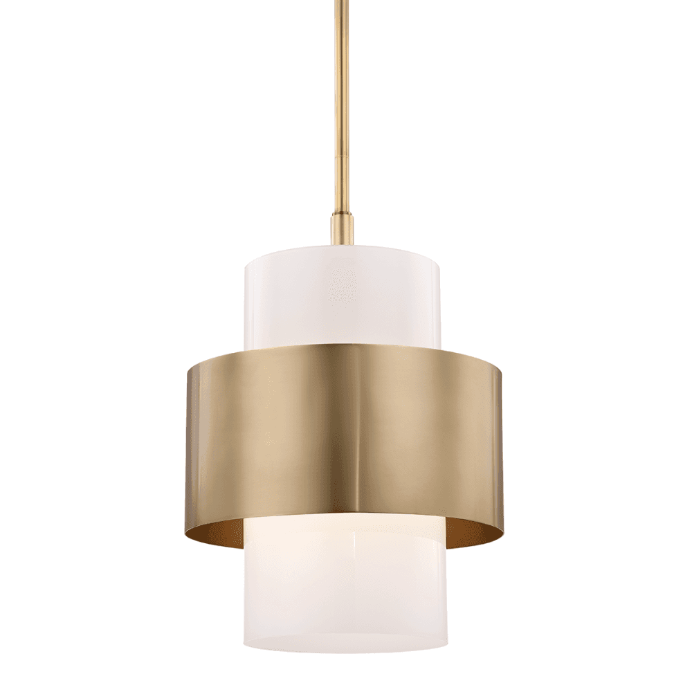 Corinth Aged Brass Glass Cylinder Pendant Light