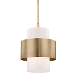 Corinth Aged Brass Glass Cylinder Pendant Light