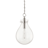 Elegant Ivy Teardrop Pendant in Polished Nickel