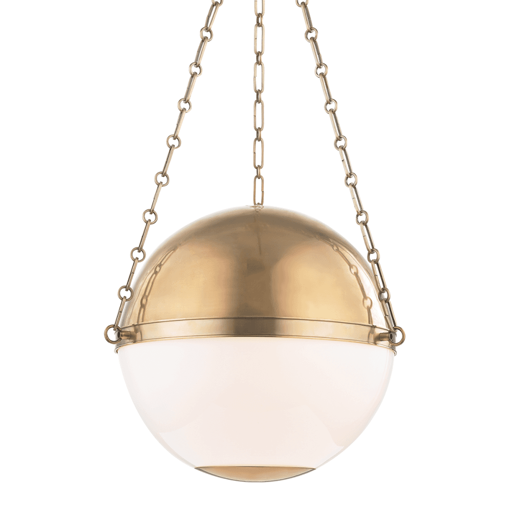 Aged Brass Sphere Pendant Light by Mark D. Sikes