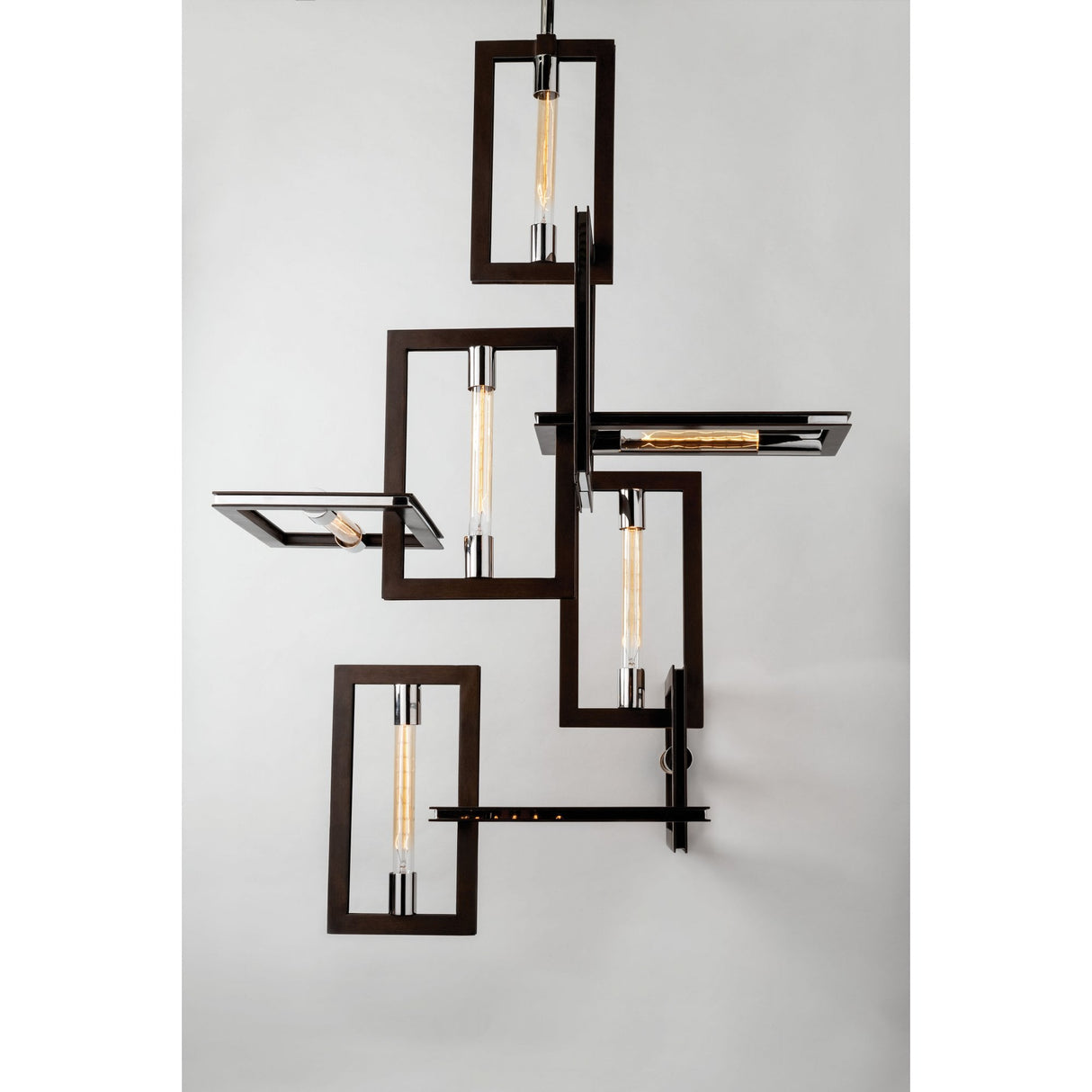 Interlocking Rectangular Iron Wall Sconce with Filament Accent Lights 36cm