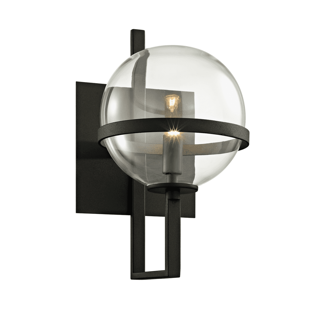 Elliot Black Iron and Glass Globe Wall Sconce 17cm