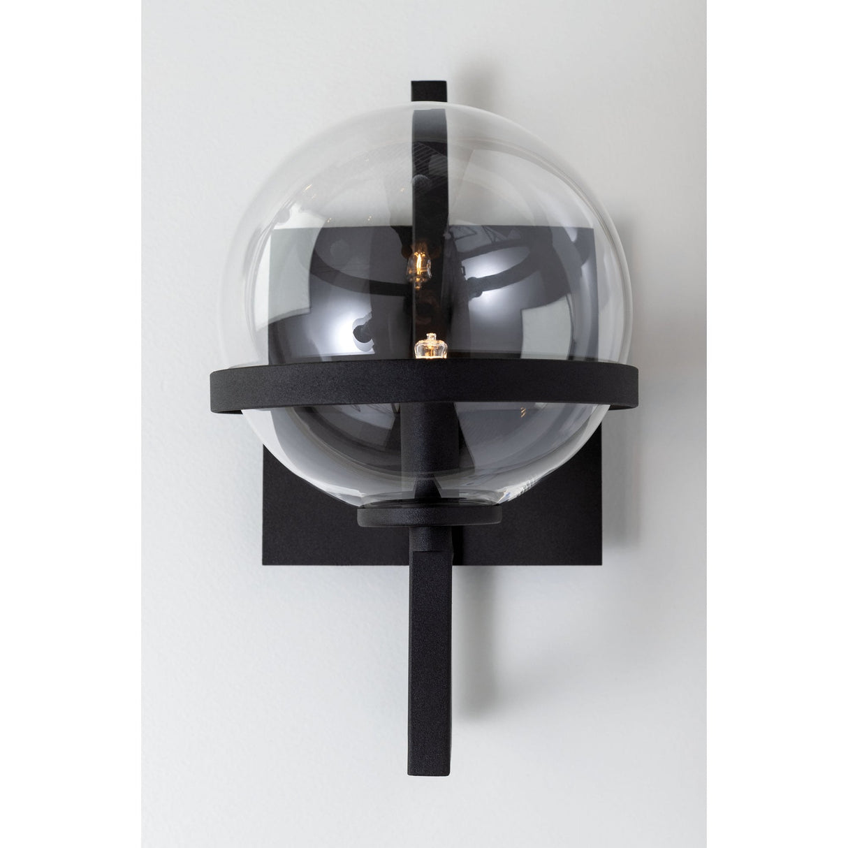 Elliot Black Iron and Glass Globe Wall Sconce 17cm