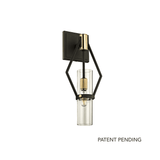Raef Distinctive Glass Cylinder Wall Light in Textured Bronze and Brushed Brass