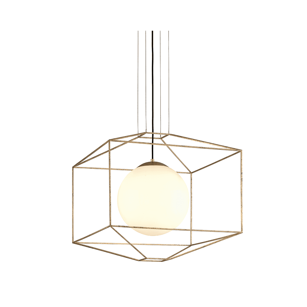 Ethereal Globe Pendant Light with Gold Leaf Silhouette