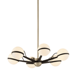 Ace Brushed Brass Glossy Orb Glass Shade 6-Light Chandelier