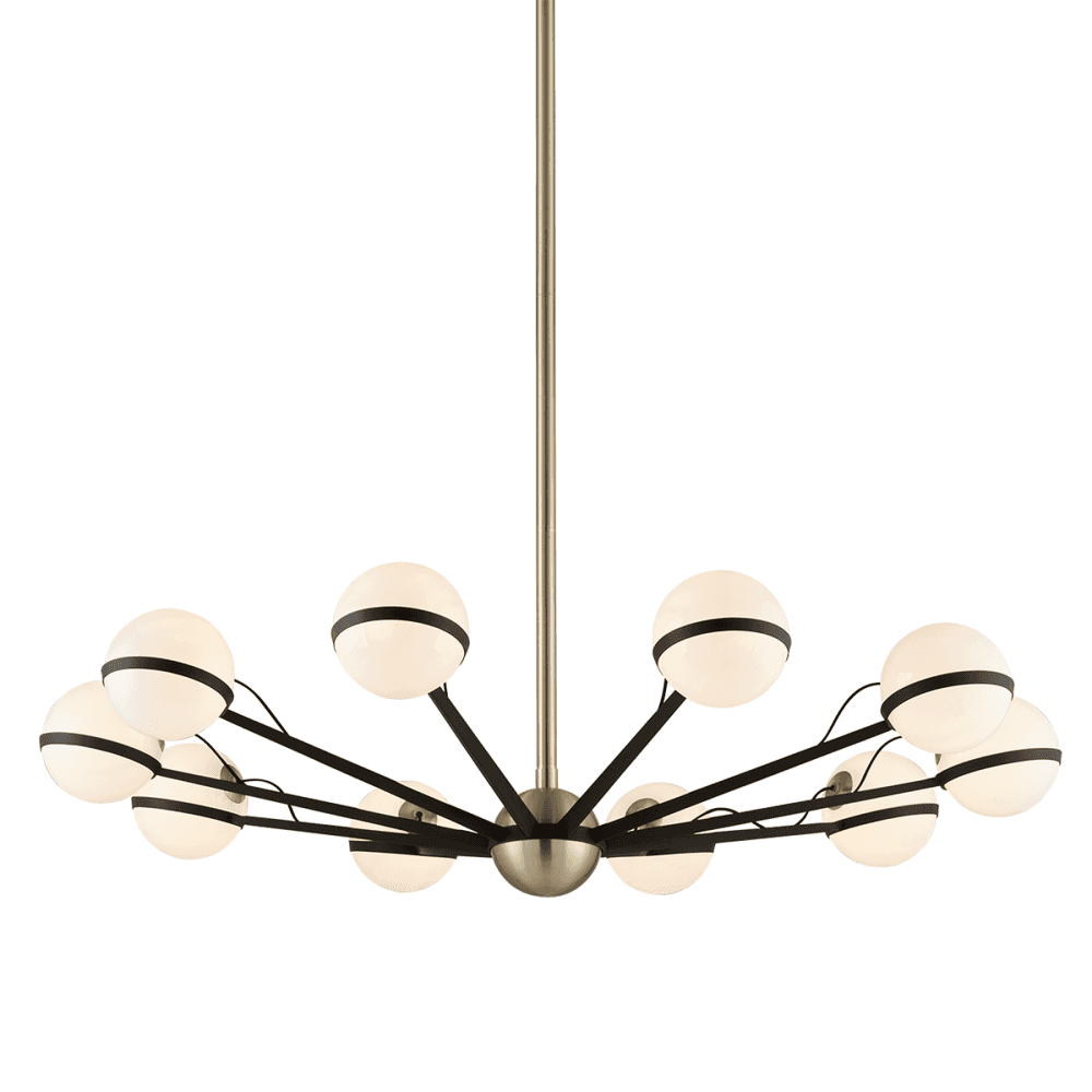 Brushed Brass Orbital Globe Chandelier with Glass Diffusers