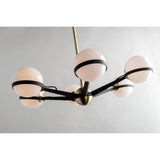 Brushed Brass Orbital Globe Chandelier with Glass Diffusers