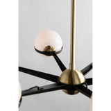 Brushed Brass Orbital Globe Chandelier with Glass Diffusers