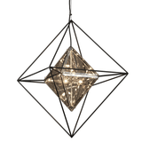 Radiant Topaz Diamond Prism Pendant with Forged Iron Finish