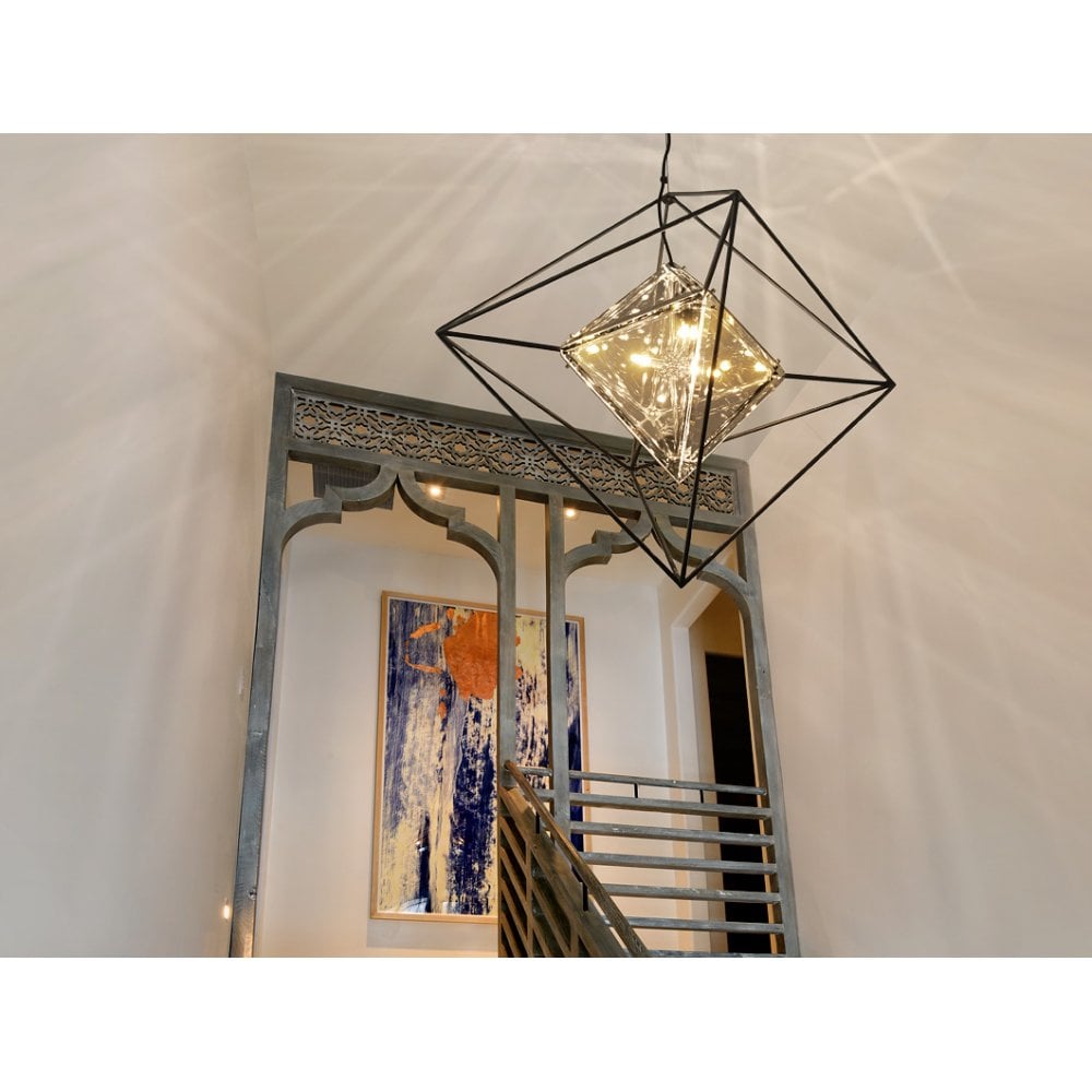 Dazzling Forged Iron Diamond Prism Chandelier 46cm