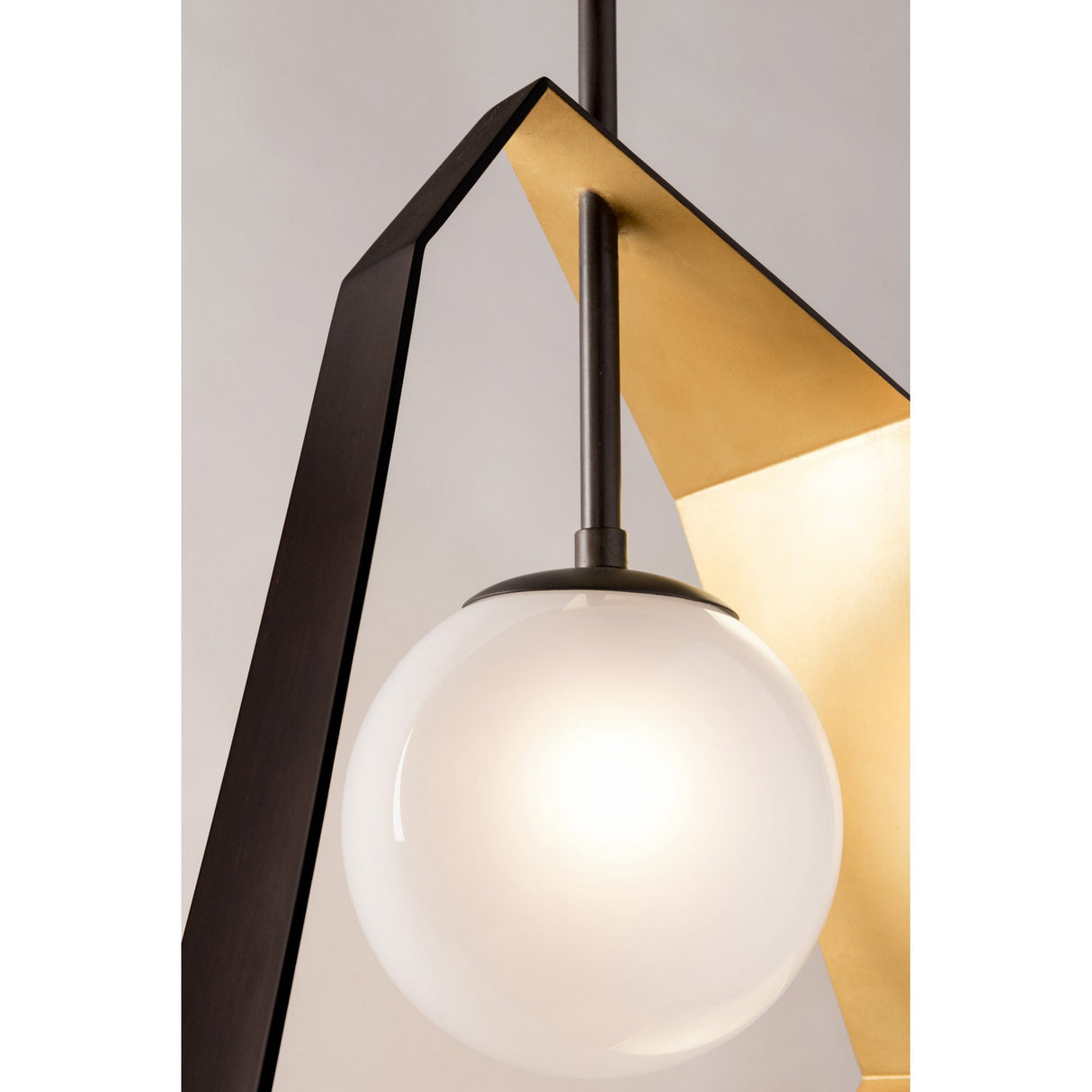 Geometric Elegance Bronze Gold Leaf Pendant 62cm