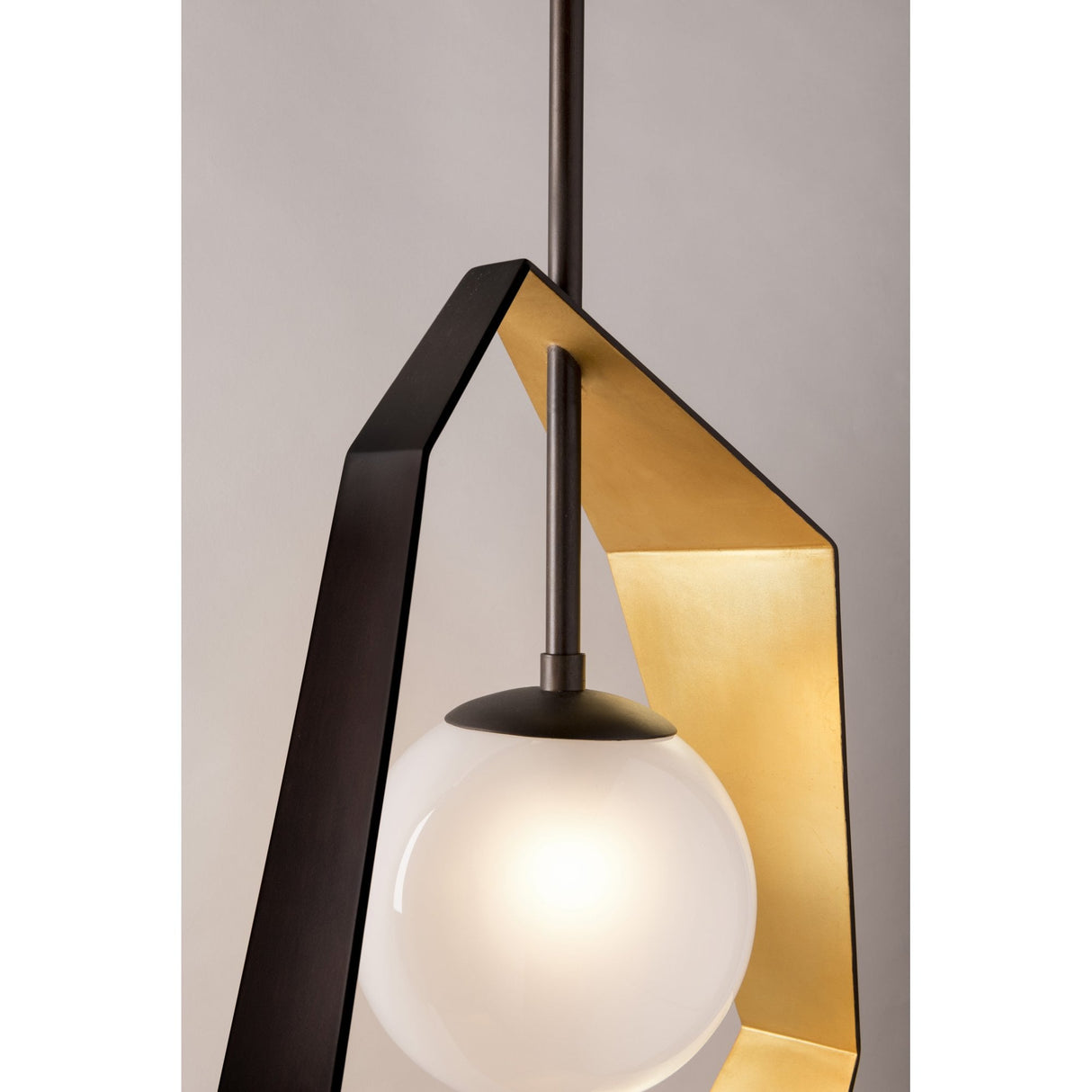 Geometric Elegance Bronze Gold Leaf Pendant 62cm
