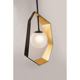 Geometric Elegance Bronze Gold Leaf Pendant 62cm