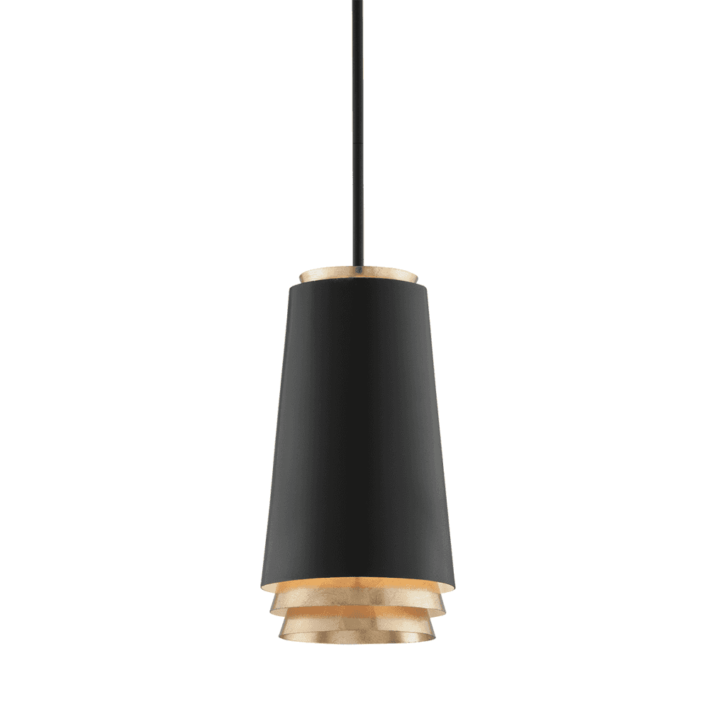 Contemporary Textured Black and Gold Leaf Pendant Light