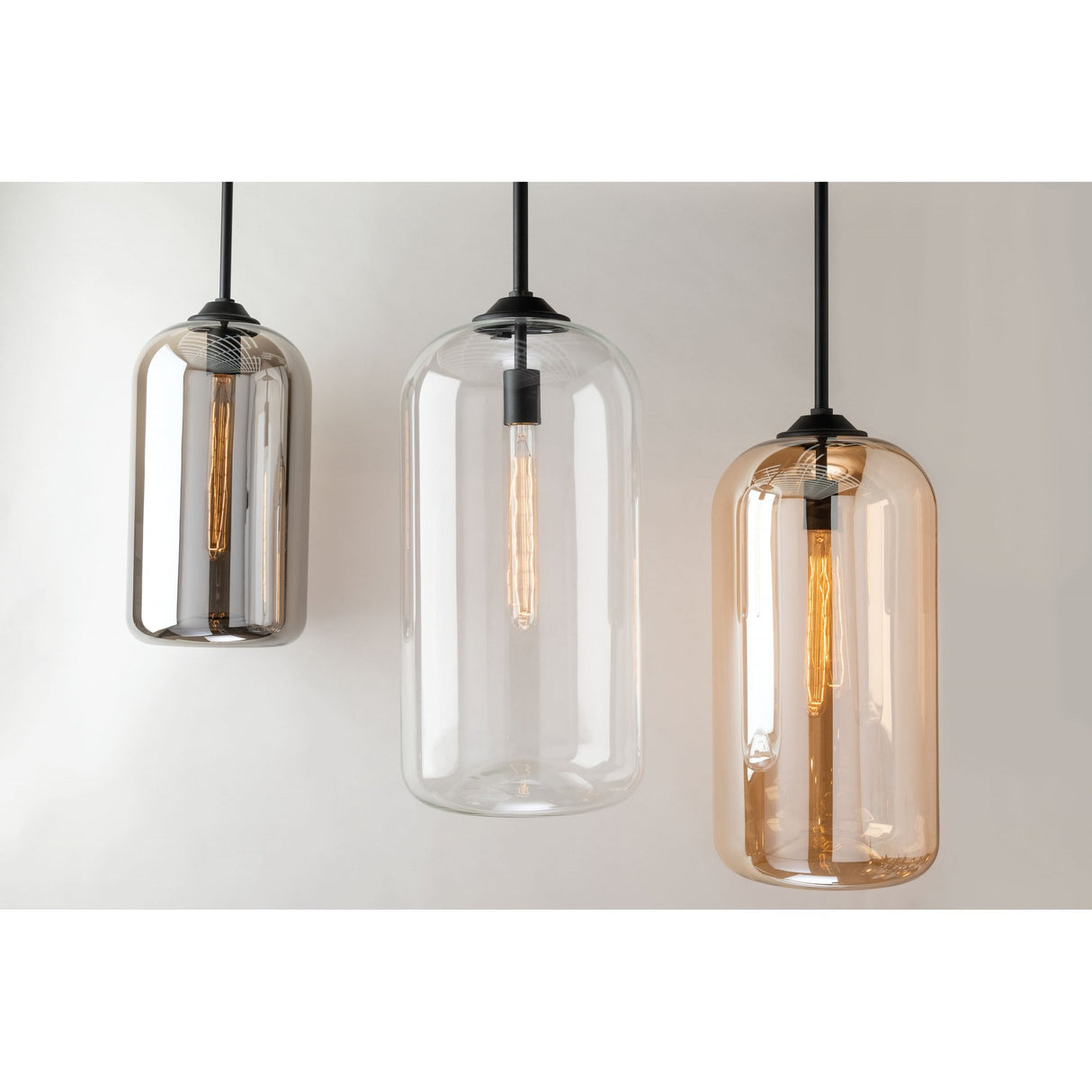Elevate District Smoked Glass Pendant in Satin Black Finish
