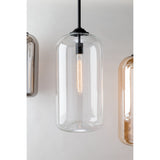 Elevate District Smoked Glass Pendant in Satin Black Finish