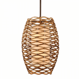 Balboa Layered Pendant Light with Woven Rattan Wave Design 53cm