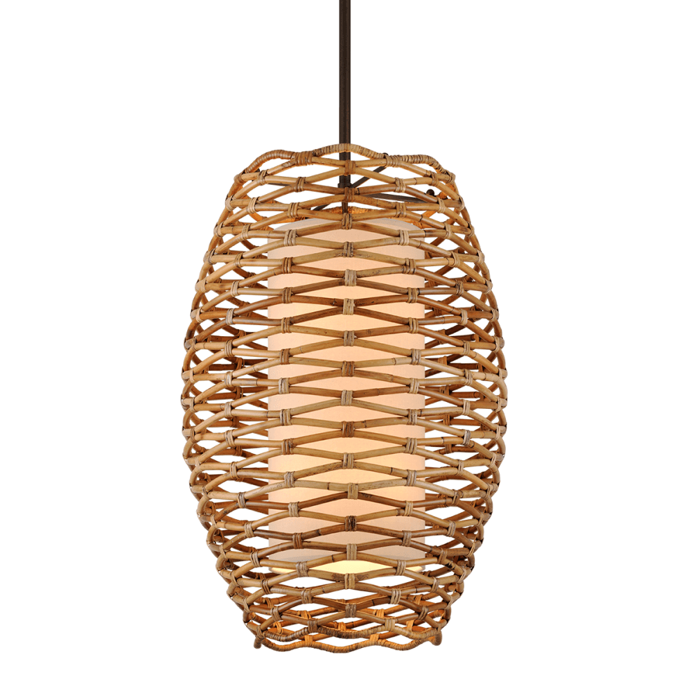 Balboa Bronze Rattan Tiered Pendant Light 71cm