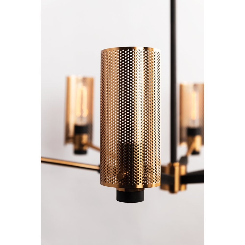 Pilsen Brass-Hued Steel Pendant with Perforated Design