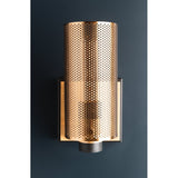 Pilsen Brass-Hued Steel Pendant with Perforated Design
