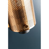 Pilsen Brass-Hued Steel Pendant with Perforated Design