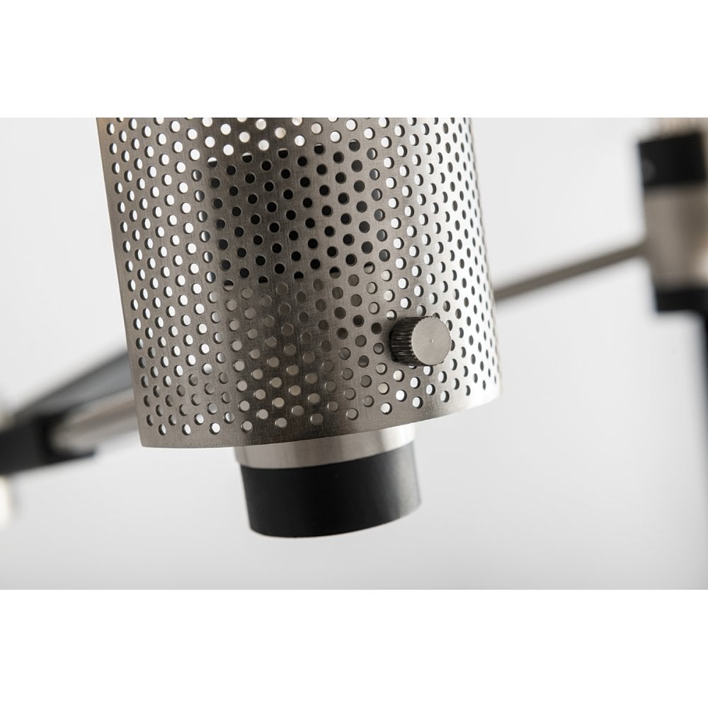 Pilsen Perforated Steel Pendant with Crackling Bulb Design in Carbide Black and Satin Nickel