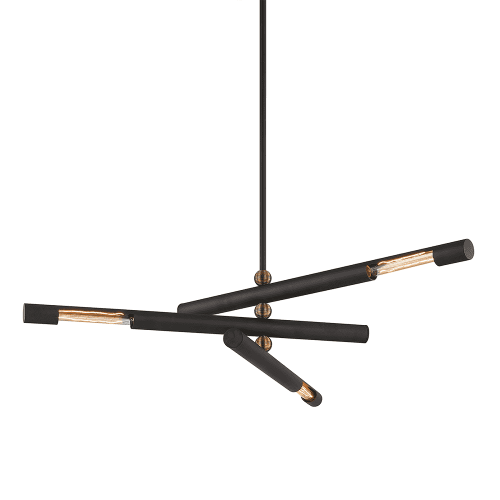 Hendrix Captivating Brass Spheres and Chemical Bronze Tube Chandelier