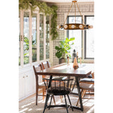 Hopper Double Sided Vintage Brass and Black Round Chandelier