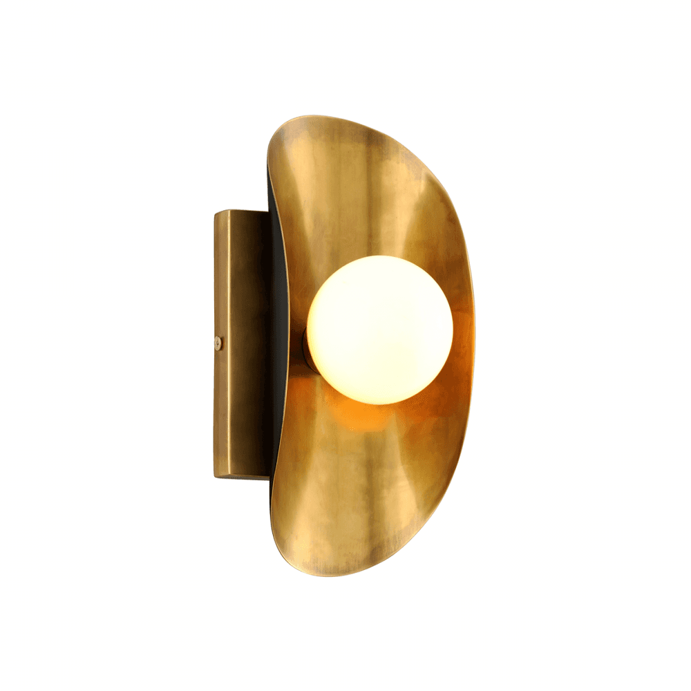 Vintage Brass Curved Bowl Wall Sconce by Hopper Collection