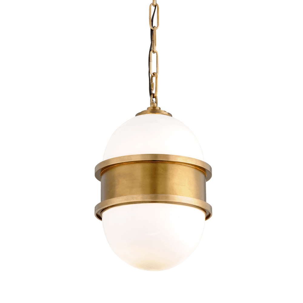 Broomley Petite Brass and Opal Glass Pendant Light