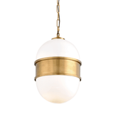 Broomley Opal Glass Brass-Bound Vintage Pendant