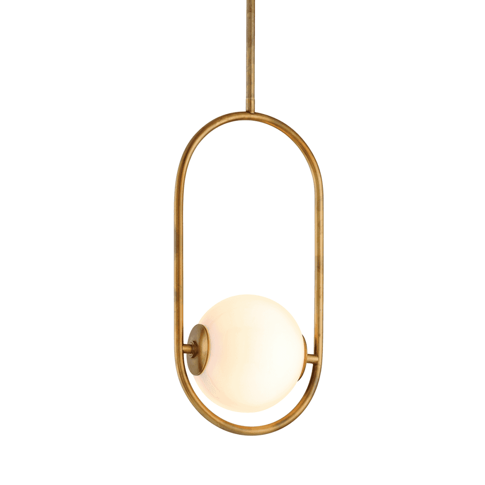 Everley Vintage Brass and Glass Pearl Pendant