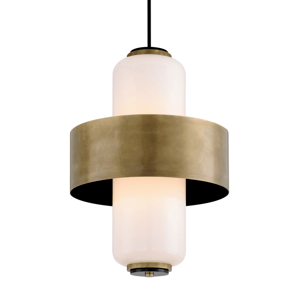 Melrose Vintage Brass and Glass Café Pendant Light