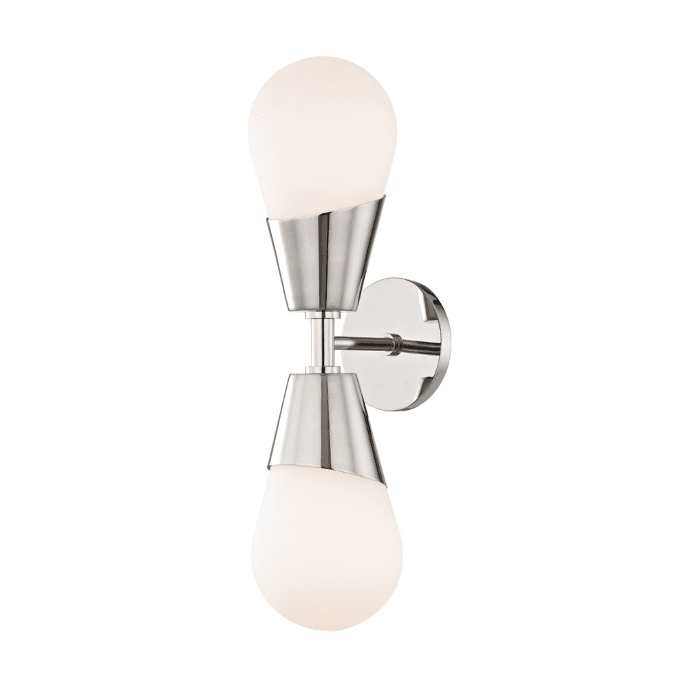 Cora Elegant Polished Nickel Wall Sconce with Glass Shade