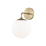 Stella Vintage Aged Brass Wall Sconce with Glass Globe Shade