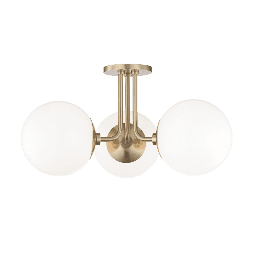 Stella Vintage Aged Brass Semi-Flush Ceiling Light