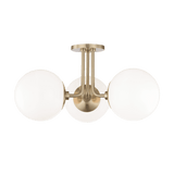 Stella Vintage Aged Brass Semi-Flush Ceiling Light